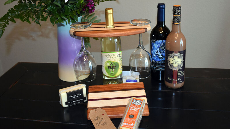 Matching Wine Caddy & Cheese Cutting Board - Surfboard