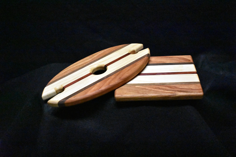 Matching Wine Caddy & Cheese Cutting Board - Surfboard